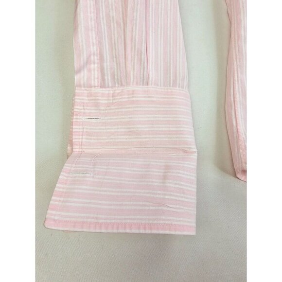 Faconnable Size 3/15.5 R Mens Powder Pink White Stripe French Cuff Spread Collar - Picture 6 of 11